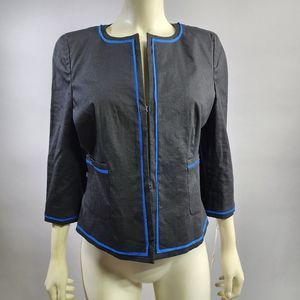 DKNY Charcoal Blazer with Electric Blue Accents